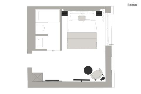 Courtyard hotel room outline drawing
